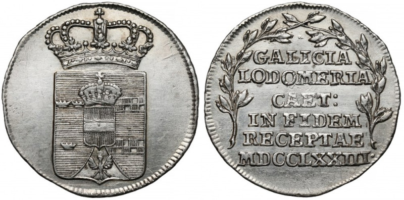 Galicja, Żeton Przyłączenie do Cesarstwa Austriackiego 1773 - herb Bardzo ładnie...