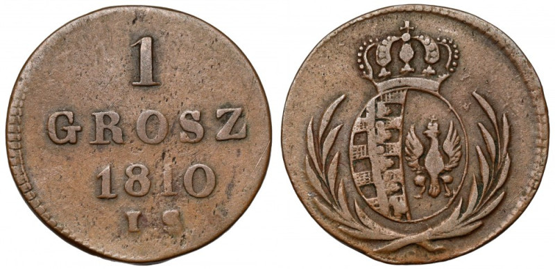 Księstwo Warszawskie, Grosz 1810 IS - pierwszy - mały orzeł Rzadki, pierwszy roc...