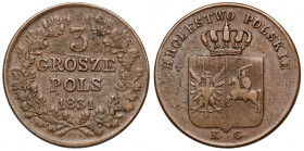 Powstanie Listopadowe, 3 grosze 1831 KG