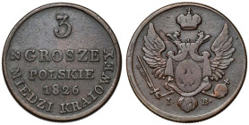 3 grosze 1826 IB z MIEDZI KRAIOWEY