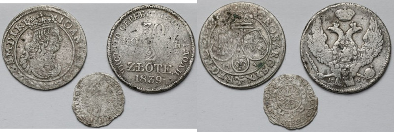 Krajcar, Szóstak i 2 złote 1663-1839 - zestaw (3szt) 
Grade: VF-F