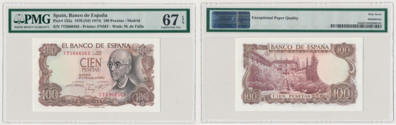 Hiszpania, 100 Pesetas 1970 Reference: Pick 152a
Grade: PMG 67 EPQ