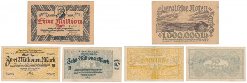 Germany, 1, 2 i 10 mln Mark 1923 (3pcs) 
Grade: F-VF