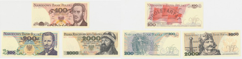 100, 200 i 2.000 zł 1982 - HN i 2x BZ - zestaw (3szt)