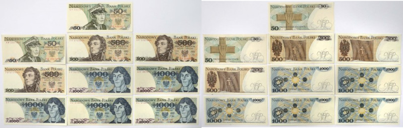 Zestaw 50, 500 i 1.000 zł 1982-1988 (10szt) 
Grade: AU/XF+