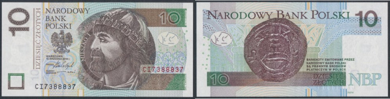 10 zł 2016 CI - 7388837 - radarowy Dwie pionowe fałdy od liczarki.&nbsp; 
Grade...