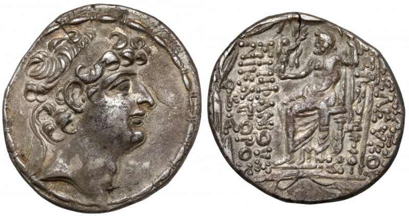 Grecja, Seleukidzi, Antioch VII (163-130 p.n.e.) Tetradrachma Awers: Popiersie w...