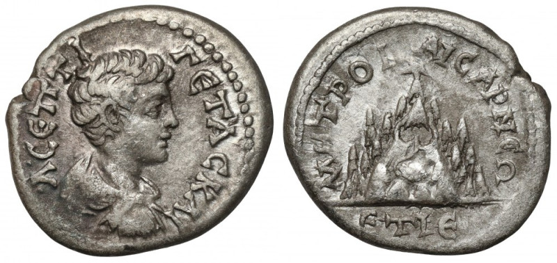 Geta (198-209 n.e.) Kapadocja, Caesarea-Eusebia, Drachma Drachma datowana na rok...