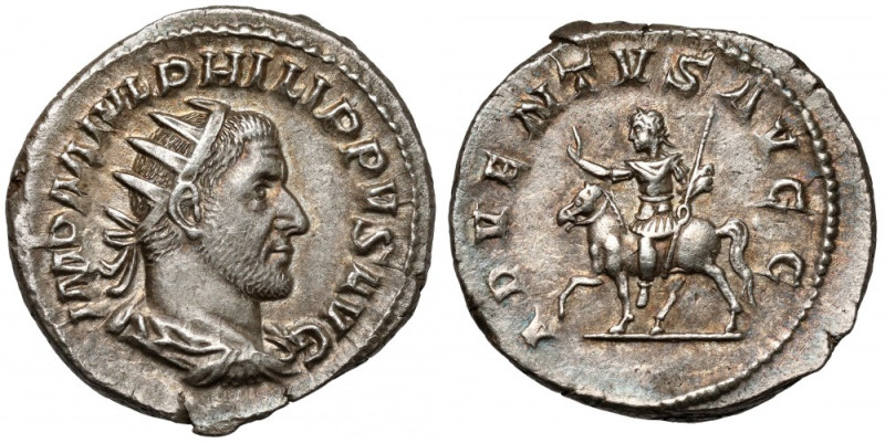 Filip I Arab (244-249 n.e.) Antoninian Awers: Popiersie cesarza w koronie promie...