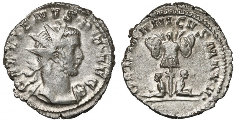 Galien (258-268 n.e.) Antoninian, Cologne Awers: Popiersie cesarza w koronie pro...