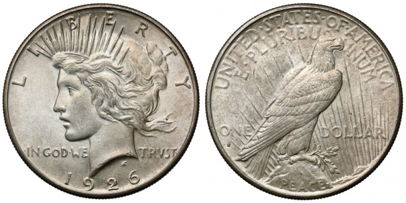 USA, Dolar 1926-S, San Francisco - Peace Dollar 
Grade: XF+