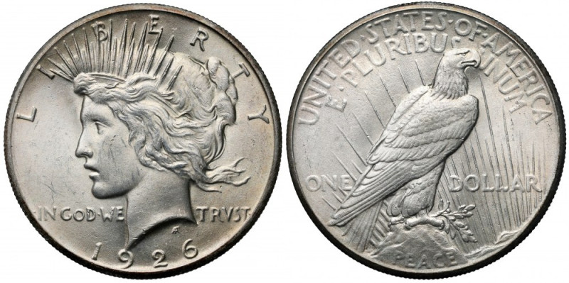 USA, Dolar 1926, Philadelphia - Peace Dollar Piękny.

Grade: AU