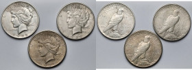 USA, Dolar 1922-1925 - Peace Dollar - zestaw (3szt)
