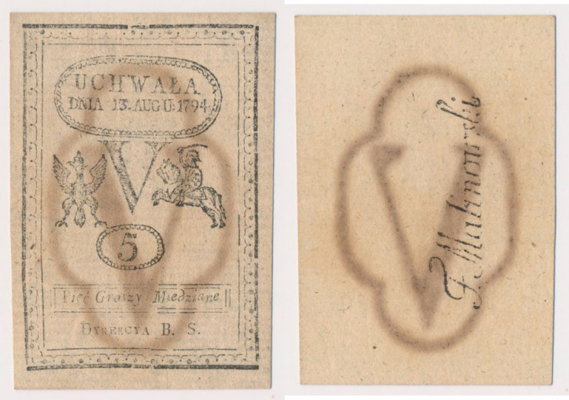 5 groszy 1794 Znakomity, bardzo świeży.&nbsp; Reference: Miłczak A8
Grade: UNC...