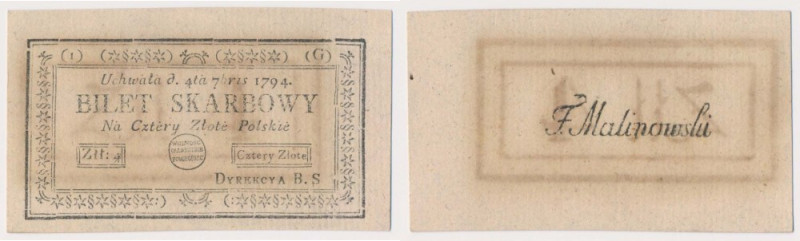 4 złote 1794 - (1)(G) Piękna, wyśmienita sztuka.&nbsp; Reference: Miłczak A11a
...