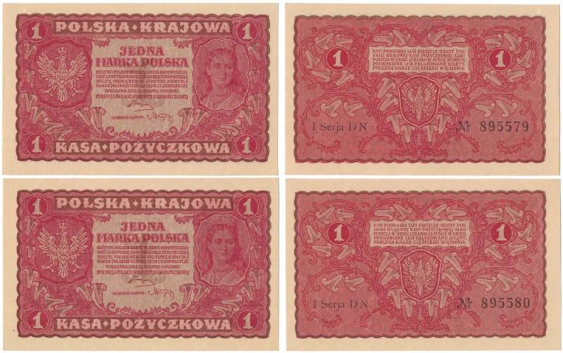 1 mkp 1919 - I Serja DN - numery kolejne (2szt) Reference: Miłczak 23c
Grade: U...