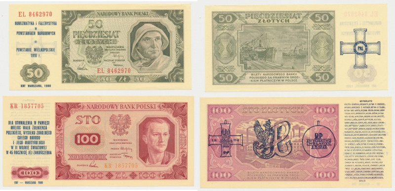 50 i 100 złotych 1948 - z nadrukami okolicznościowymi (2szt) 
Grade: UNC