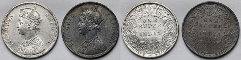 Indie, Wiktoria, Rupia 1887-1889 - zestaw (2szt) 
Grade: 2-, 3