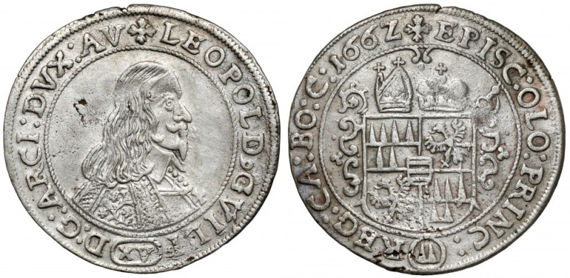 Austria, Leopold Wilhelm von Österreich, 15 krajcarów 1662, Ołomuniec 
Grade: V...