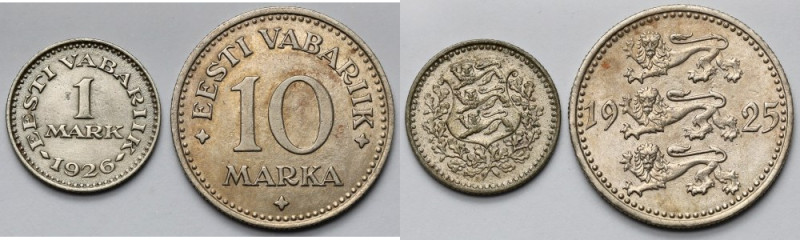 Estonia, 1 - 10 marka 1925-1926 - zestaw (2szt) 
Grade: 3+, 2