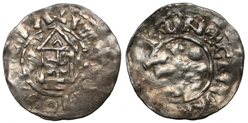 Moguncja, Arcybiskupstwo, Konrad II (1025-1027) Denar Srebro, średnica 20 mm, wa...