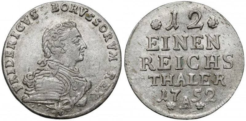 Prusy, Friedrich II, 1/12 talara 1752-A, Berlin 
Grade: XF/XF+