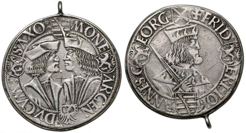 Saksonia, Friedrich III, Johann i Georg (1507-1525) Guldengroschen - rzadki Mone...