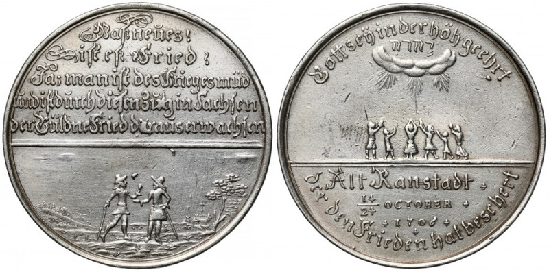 Niemcy, Medal 1706 - Alt Ranstadt Srebro, średnica 41,5 mm, waga 21,6 g.&nbsp; ...