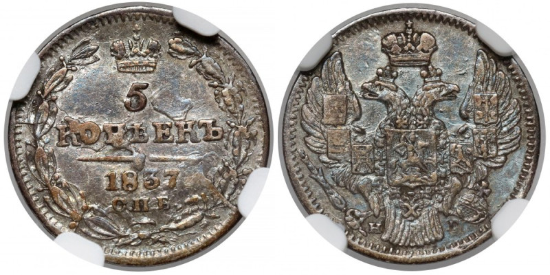 Rosja, Mikołaj I, 5 kopiejek 1837, Petersburg Reference: Bitkin 390
Grade: NGC ...