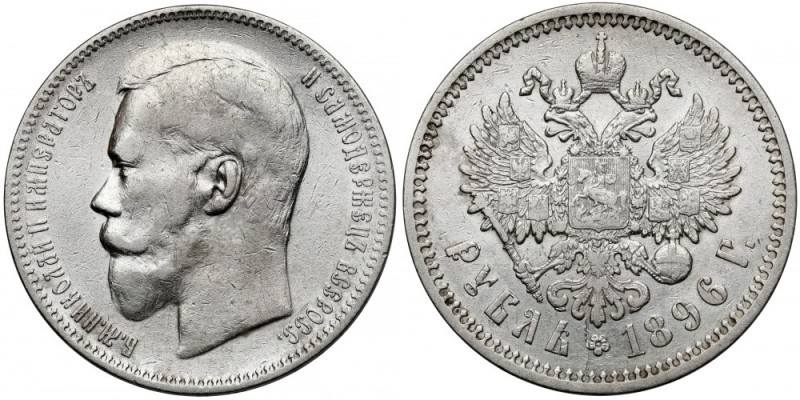 Rosja, Mikołaj II, Rubel 1896 AG, Petersburg Reference: Bitkin 39
Grade: VF+