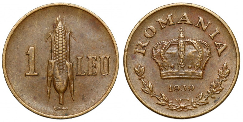 Rumunia, Karol II, 1 leu 1939 
Grade: XF