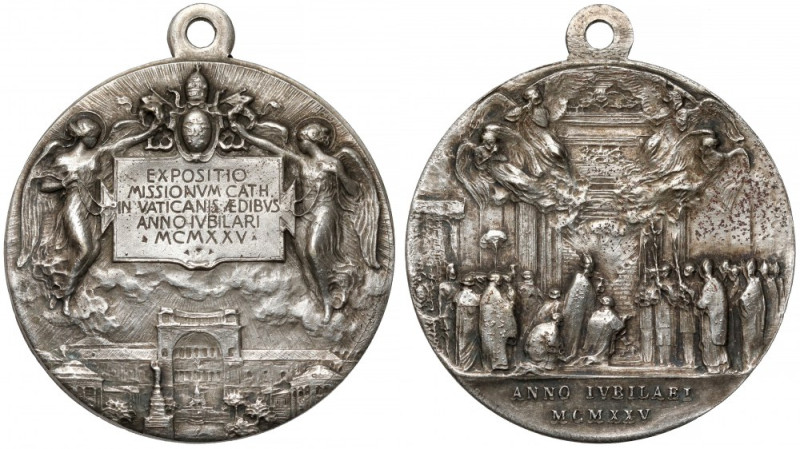 Watykan, Medal 1925 - Wystawa Misyjna Brąz srebrzony, średnica 32 mm, waga 12,52...