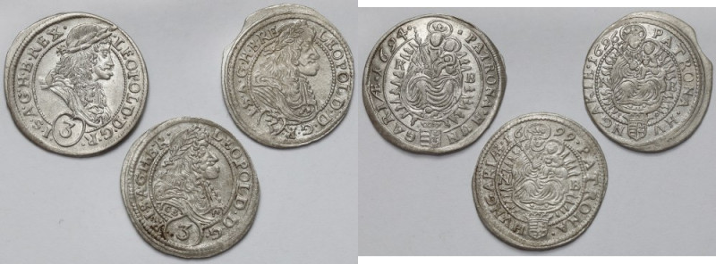 Węgry, Leopold I, 3 krajcary 1694-1699 - zestaw (3szt) 
Grade: VF-XF