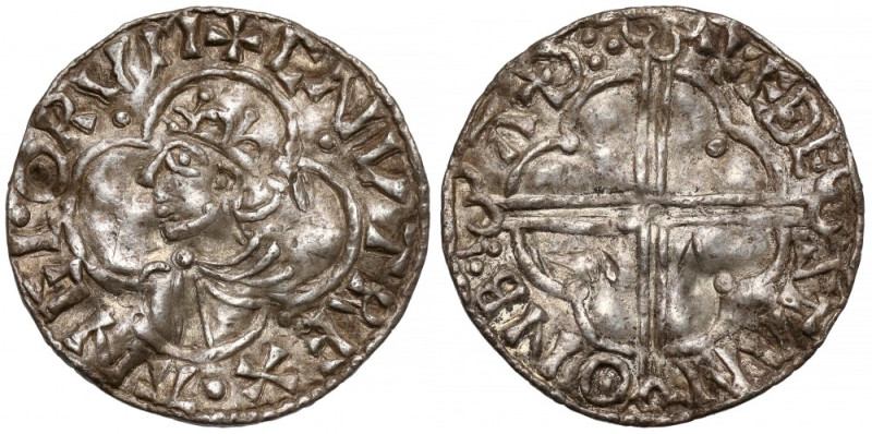 Anglia, Knut (1016-1035) Denar - Quatrefoil Srebro, średnica 18,5 mm, waga 1,04 ...