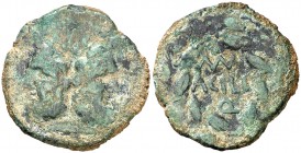 (s. II a.C.). Incierta Romano-Siciliana. As. (S. 1167 var., de Panormos) (CNG. II, 1690). 4,26 g. Acuñada en ¿Lilybaion?. BC+.