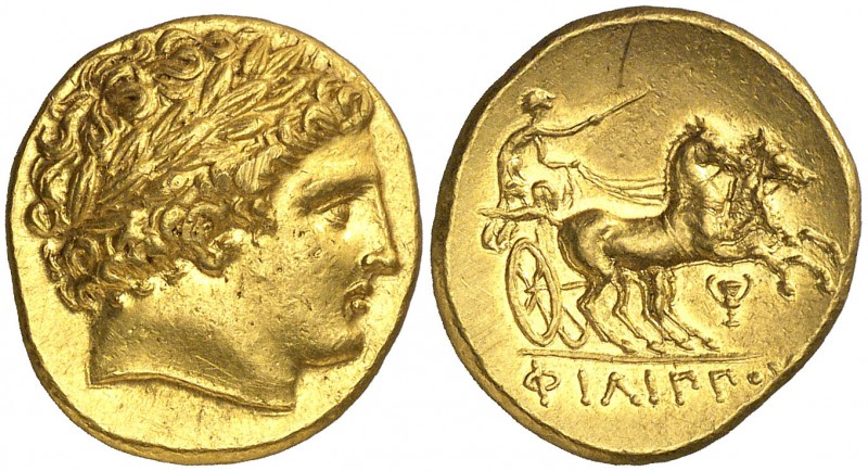 Imperio Macedonio. Filipo II (359-336 a.C.). Pella. Estátera de oro. (S. 6664 va...