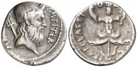 (42 a.C.). Sexto Pompeyo. Denario. (Spink 1391) (S. 1b) (Craw. 511/2a). 3,29 g. Escasa. MBC.