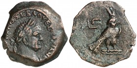 (70-71 d.C.). Vespasiano. Alejandría. Hemióbolo de bronce. (Spink 2387 var) (Kampmann-Ganschow 20.31). 4,28 g. MBC+.