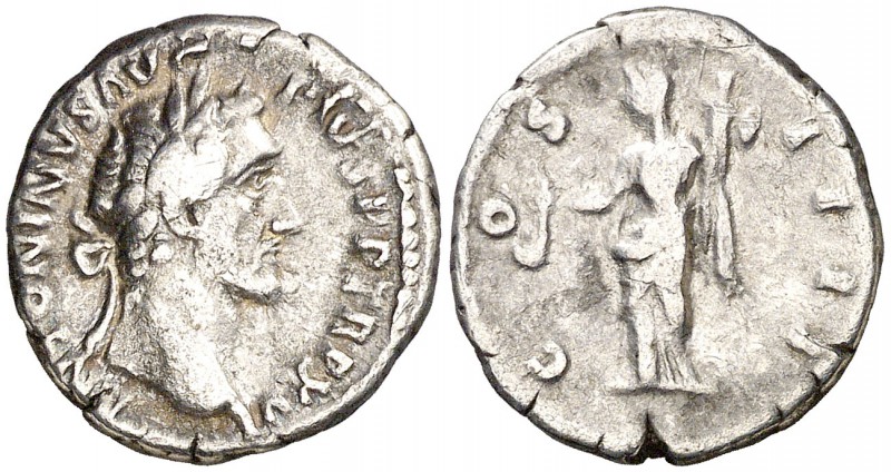 (152-153 d.C.). Antonino pío. Denario. (Spink 4065) (S. 197) (RIC. 219). 3,01 g....
