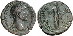 (154-155 d.C.). Antonino pío. As. (Spink falta) (Co. 371 var) (RIC. 937). 11,91 g. MBC+.