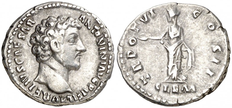 (151-152 d.C.). Marco Aurelio. Denario. (Spink 4781 var) (S. 25a) (RIC. 456a, de...