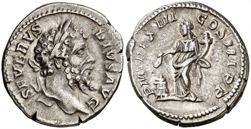 (206 d.C.). Septimio Severo. Denario. (Spink 6338) (S. 476) (RIC. 200). 3,89 g. ...