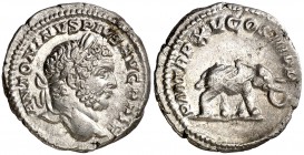 (212 d.C.). Caracalla. Denario. (Spink 6827) (S. 208) (RIC. 199). 3,68 g. EBC-.