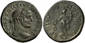 (298 d.C.). Constancio I, Cloro. Lugdunum. Follis. (Spink 14041) (Co. 61) (RIC. 38a). 10,55 g. MBC+/MBC.