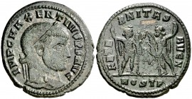 (309-312 d.C.). Majencio. Ostia. Follis. (Spink 14975) (Co. 5) (RIC. 35). 5,94 g. MBC.