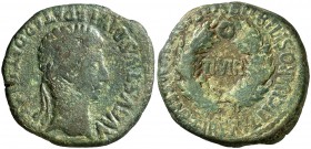 Bilbilis (Calatayud). Octavio Augusto. As. (FAB. 278) (ACIP. 3017a). 10,67 g. Pátina verde. MBC-.