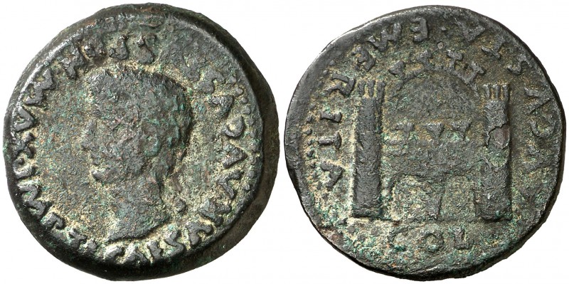 Emérita (Mérida). Tiberio. As. (FAB. 1056) (ACIP. 3408e). 11,87 g. MBC-.