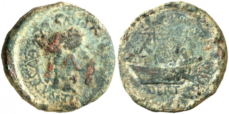 Dertosa (Tortosa). Tiberio. As. (FAB. 1493) (ACIP. 3179a). 7,54 g. Sin contramar...