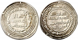 AH 92. Califato Omeya de Damasco. El Walid I. Damasco. Dirhem. (S.Album 128) (Lavoix 276). 2,89 g. EBC.