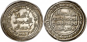 AH 93. Califato Omeya de Damasco. Al-Walid I. Merw. Dirhem. (S.Album 128) (Lavoix 329). 2,89 g. EBC-.